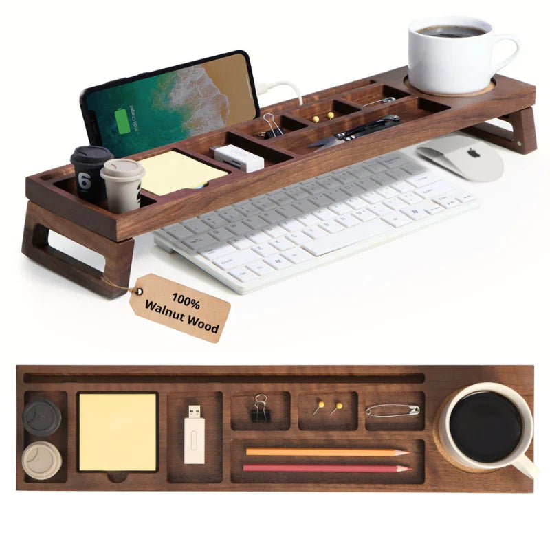 Walnut Wood Desktop Organizer