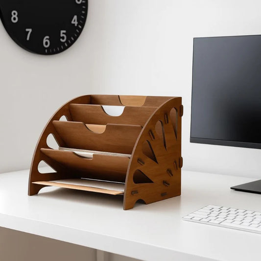 Multi-Tier Wooden Document & Stationery Organizer