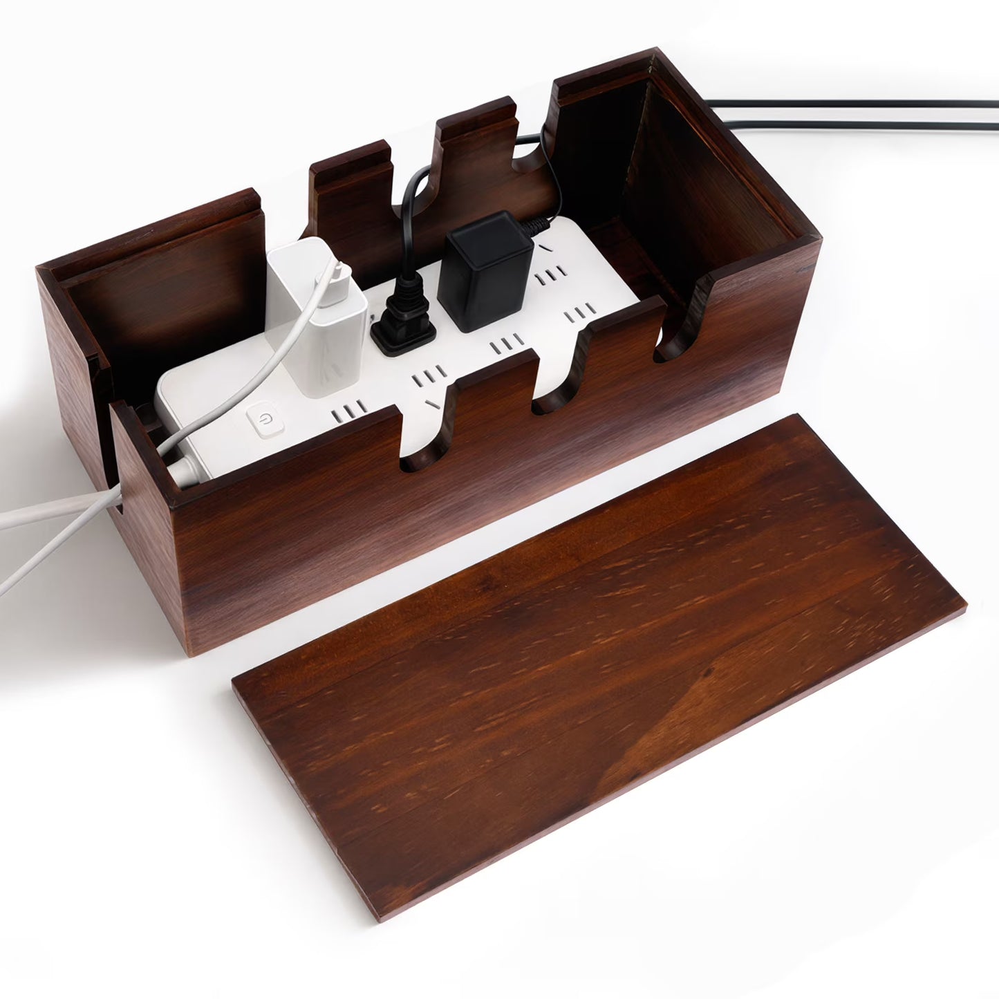 Handcrafted Solid Wood Cable Management Box,Wooden Cord Organizer.
