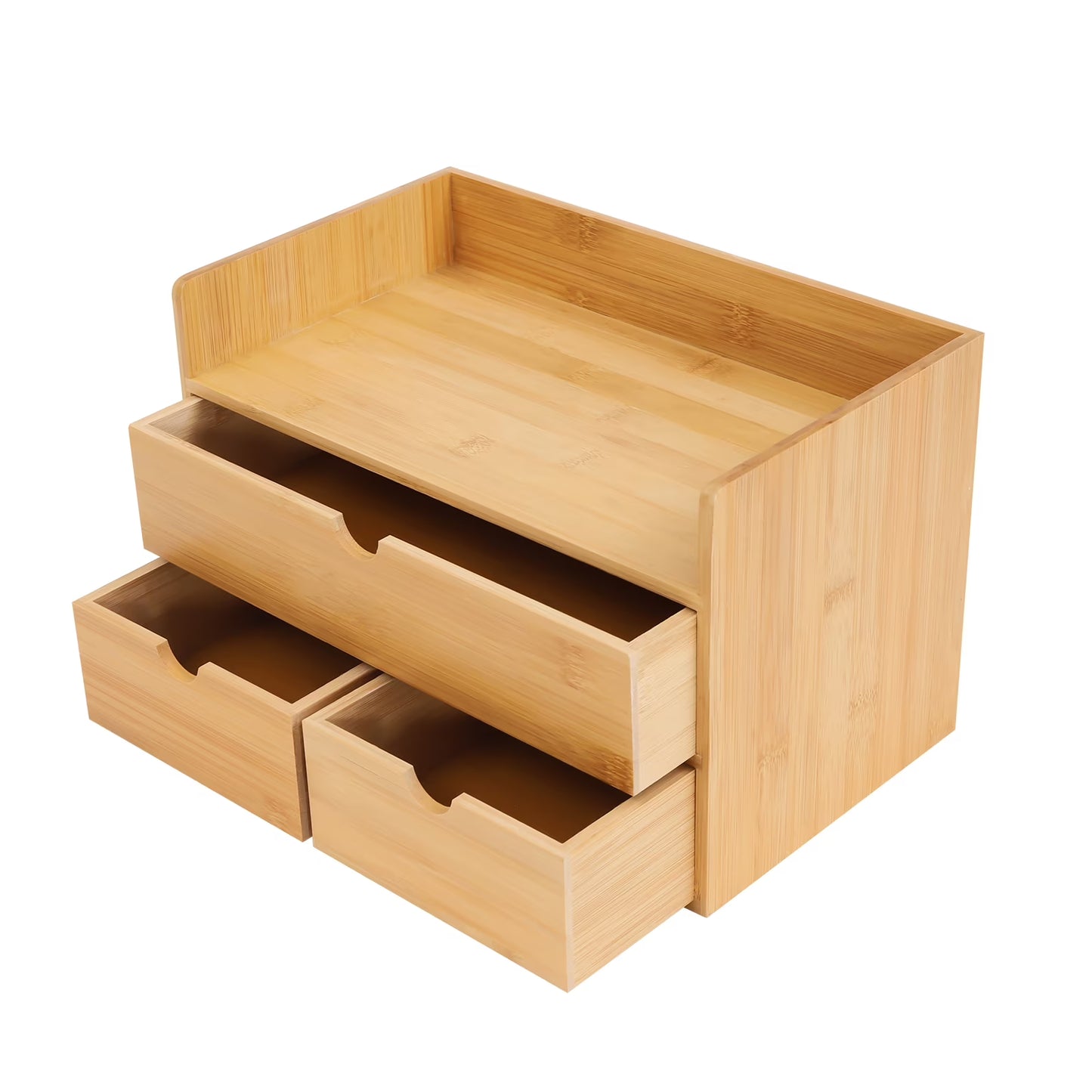 Bamboo Desktop Organizer with 3 Drawers.