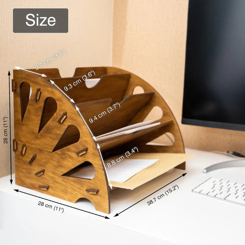 Multi-Tier Wooden Document & Stationery Organizer