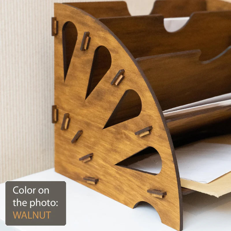 Multi-Tier Wooden Document & Stationery Organizer
