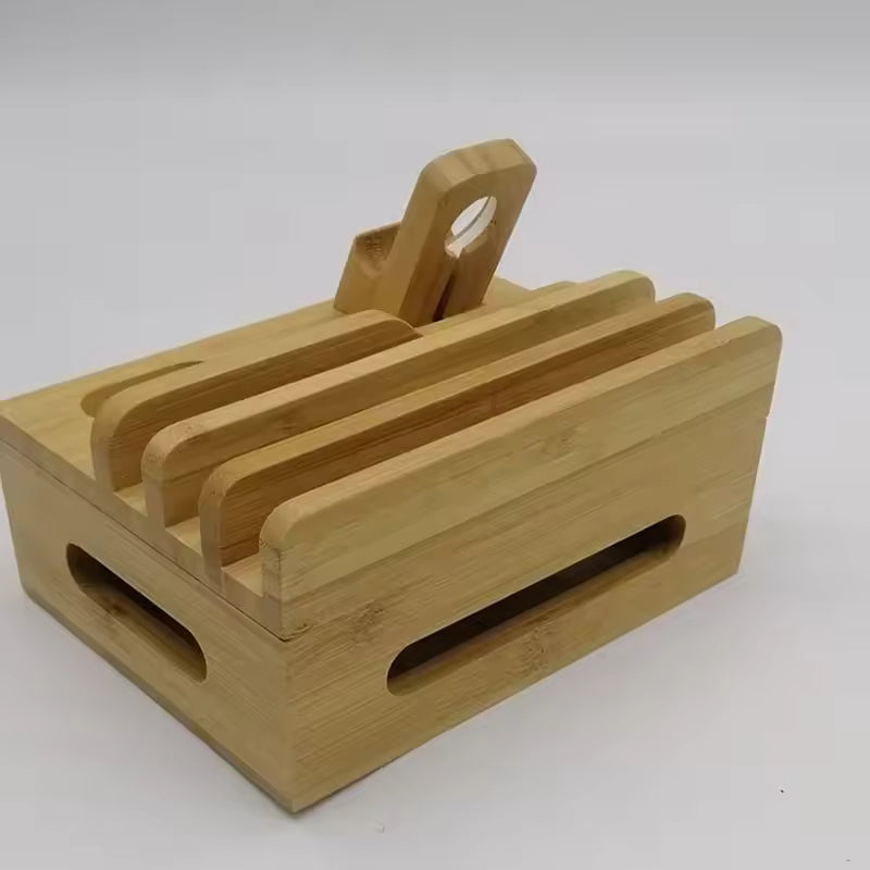 Bamboo Charging Organizer Cord for Phones Desk