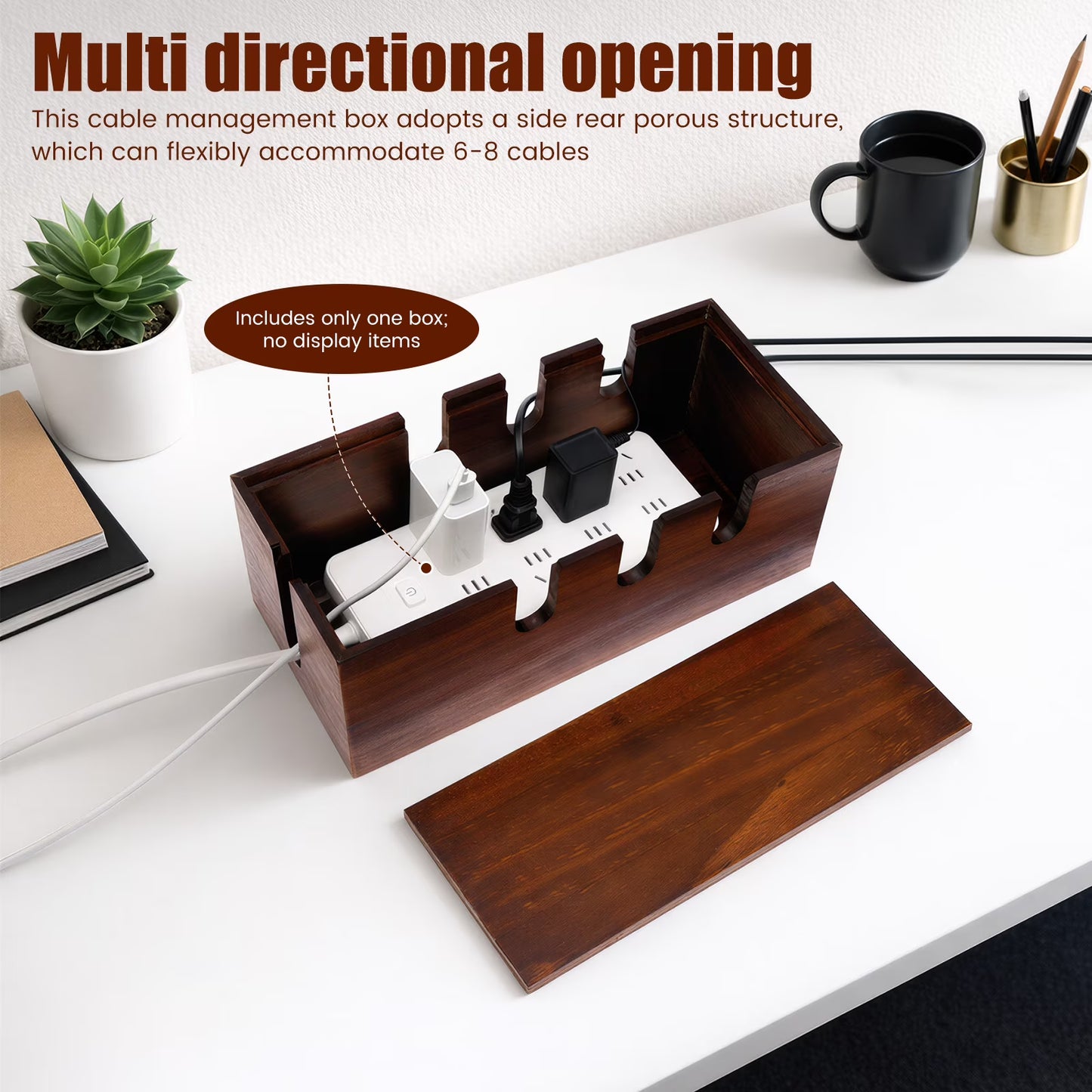 Handcrafted Solid Wood Cable Management Box,Wooden Cord Organizer.
